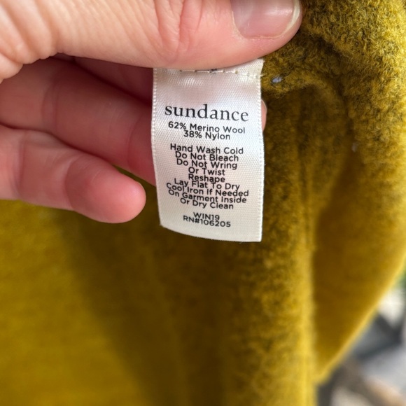 Sundance Medium Yellow Dijon Stretch Wool Blend Fit Flare Dress - Picture 6 of 7